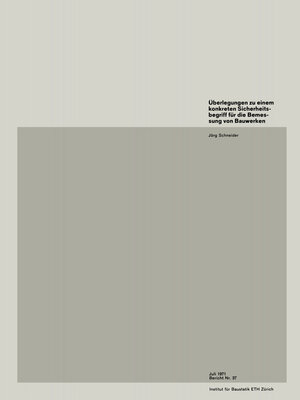 cover image of Überlegungen zu einem konkreten Sicherheitsbegriff für die Bemessung von Bauwerken